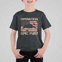 Operation Epic Fury Vintage American Flag Bomber T Shirt For Kid B2 Spirit Patriotic Strength