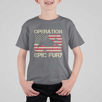 Operation Epic Fury Vintage American Flag Bomber T Shirt For Kid B2 Spirit Patriotic Strength
