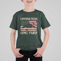 Operation Epic Fury Vintage American Flag Bomber T Shirt For Kid B2 Spirit Patriotic Strength