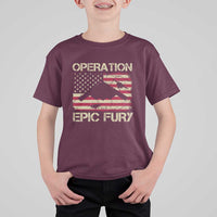 Operation Epic Fury Vintage American Flag Bomber T Shirt For Kid B2 Spirit Patriotic Strength