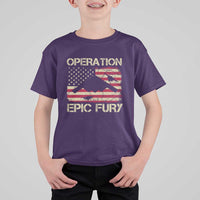 Operation Epic Fury Vintage American Flag Bomber T Shirt For Kid B2 Spirit Patriotic Strength