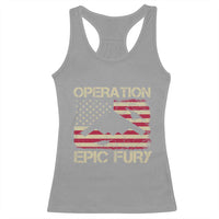 Operation Epic Fury Vintage American Flag Bomber Racerback Tank Top B2 Spirit Patriotic Strength