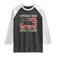 Operation Epic Fury Vintage American Flag Bomber Raglan Shirt B2 Spirit Patriotic Strength