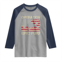 Operation Epic Fury Vintage American Flag Bomber Raglan Shirt B2 Spirit Patriotic Strength