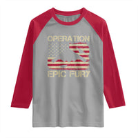 Operation Epic Fury Vintage American Flag Bomber Raglan Shirt B2 Spirit Patriotic Strength