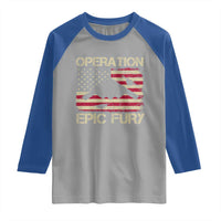 Operation Epic Fury Vintage American Flag Bomber Raglan Shirt B2 Spirit Patriotic Strength