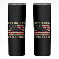 Operation Epic Fury Vintage American Flag Bomber Skinny Tumbler B2 Spirit Patriotic Strength
