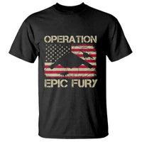 Operation Epic Fury Vintage American Flag Bomber T Shirt B2 Spirit Patriotic Strength