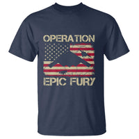 Operation Epic Fury Vintage American Flag Bomber T Shirt B2 Spirit Patriotic Strength