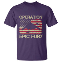 Operation Epic Fury Vintage American Flag Bomber T Shirt B2 Spirit Patriotic Strength