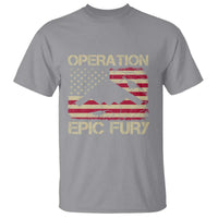 Operation Epic Fury Vintage American Flag Bomber T Shirt B2 Spirit Patriotic Strength