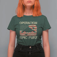 Operation Epic Fury Vintage American Flag Bomber T Shirt For Women B2 Spirit Patriotic Strength