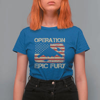 Operation Epic Fury Vintage American Flag Bomber T Shirt For Women B2 Spirit Patriotic Strength