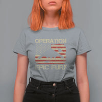 Operation Epic Fury Vintage American Flag Bomber T Shirt For Women B2 Spirit Patriotic Strength