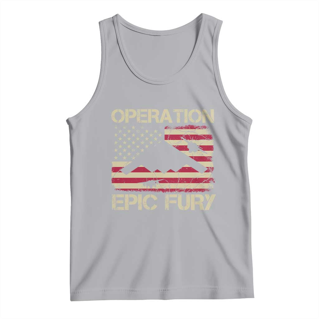 Operation Epic Fury Vintage American Flag Bomber Tank Top B2 Spirit Patriotic Strength