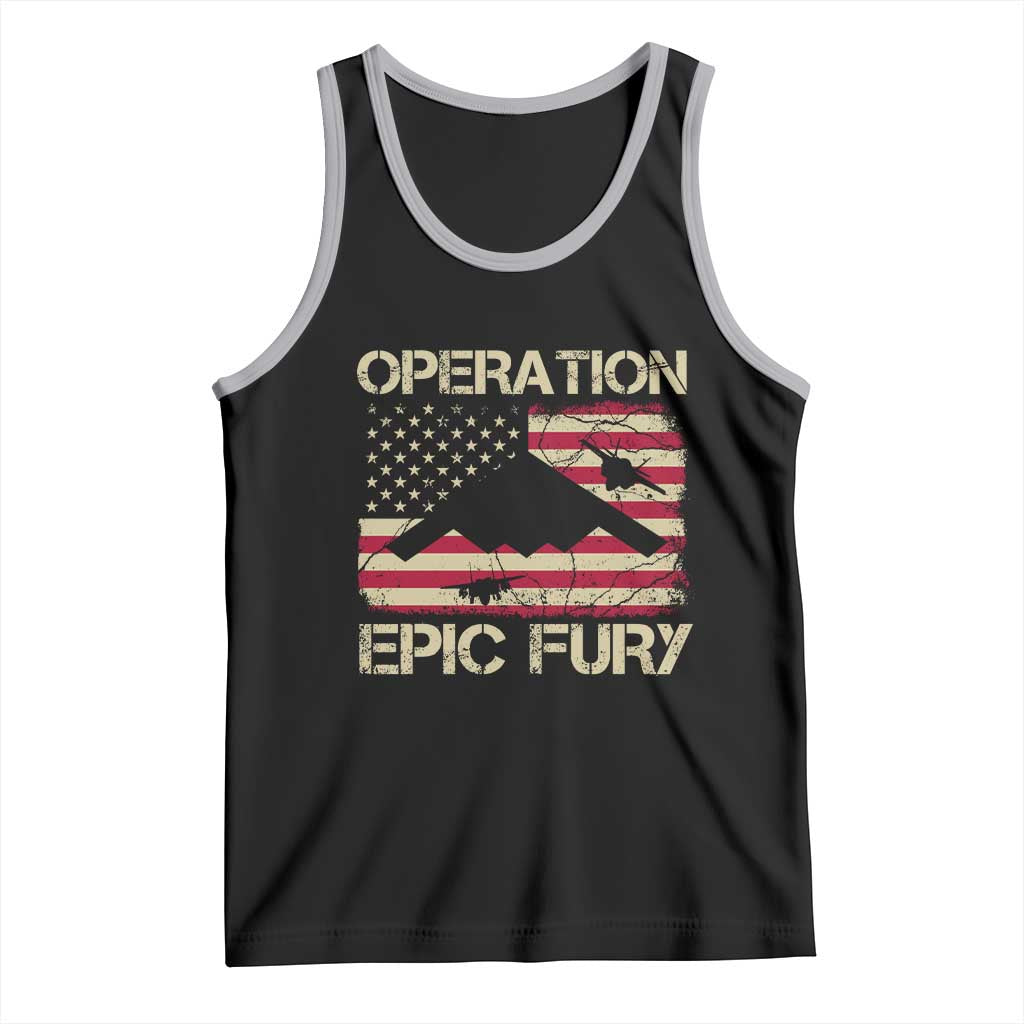 Operation Epic Fury Vintage American Flag Bomber Tank Top B2 Spirit Patriotic Strength