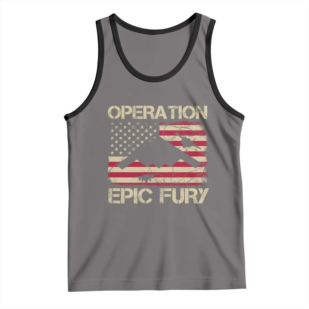 Operation Epic Fury Vintage American Flag Bomber Tank Top B2 Spirit Patriotic Strength