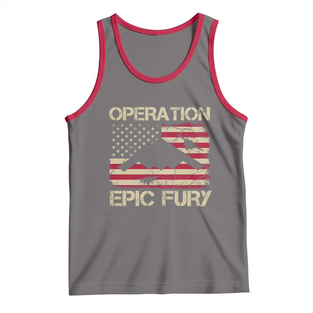 Operation Epic Fury Vintage American Flag Bomber Tank Top B2 Spirit Patriotic Strength