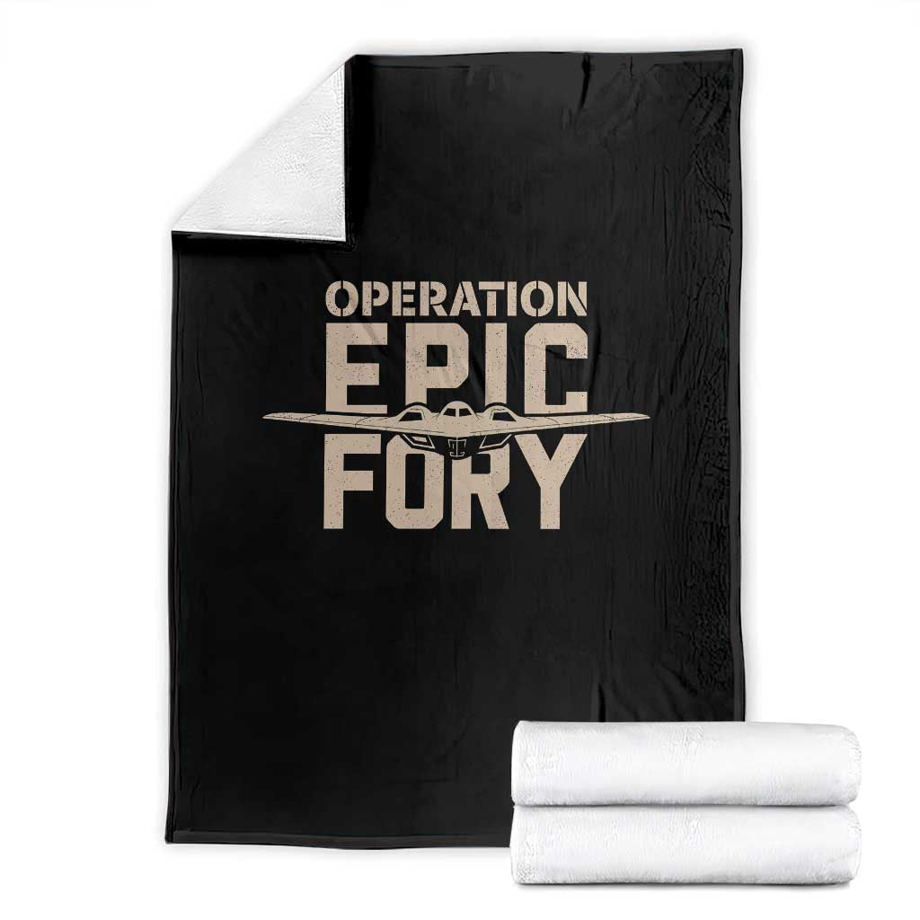 Operation Epic Fury Stealth Bomber Silhouette Throw Blanket Patriotic B2 Spirit Aviation Statement