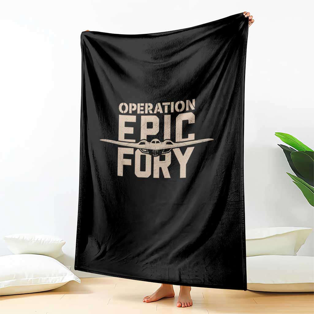 Operation Epic Fury Stealth Bomber Silhouette Throw Blanket Patriotic B2 Spirit Aviation Statement