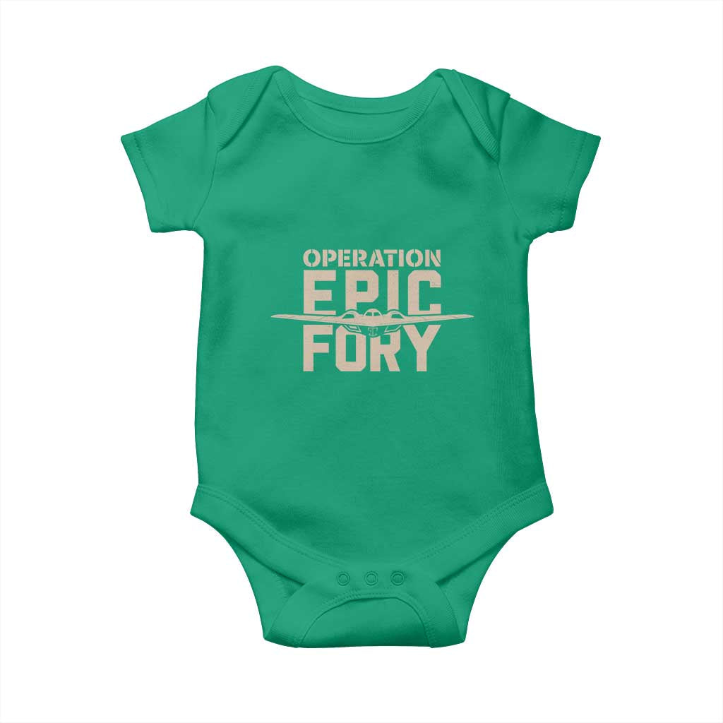 Operation Epic Fury Stealth Bomber Silhouette Baby Onesie Patriotic B2 Spirit Aviation Statement