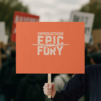 Operation Epic Fury Stealth Bomber Silhouette Protest Sign Patriotic B2 Spirit Aviation Statement