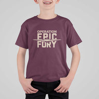 Operation Epic Fury Stealth Bomber Silhouette T Shirt For Kid Patriotic B2 Spirit Aviation Statement