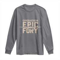 Operation Epic Fury Stealth Bomber Silhouette Long Sleeve Shirt Patriotic B2 Spirit Aviation Statement