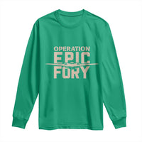 Operation Epic Fury Stealth Bomber Silhouette Long Sleeve Shirt Patriotic B2 Spirit Aviation Statement