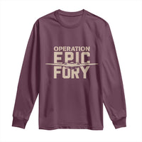 Operation Epic Fury Stealth Bomber Silhouette Long Sleeve Shirt Patriotic B2 Spirit Aviation Statement