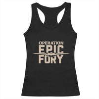 Operation Epic Fury Stealth Bomber Silhouette Racerback Tank Top Patriotic B2 Spirit Aviation Statement
