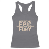 Operation Epic Fury Stealth Bomber Silhouette Racerback Tank Top Patriotic B2 Spirit Aviation Statement