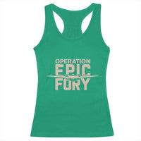 Operation Epic Fury Stealth Bomber Silhouette Racerback Tank Top Patriotic B2 Spirit Aviation Statement