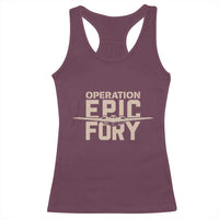 Operation Epic Fury Stealth Bomber Silhouette Racerback Tank Top Patriotic B2 Spirit Aviation Statement
