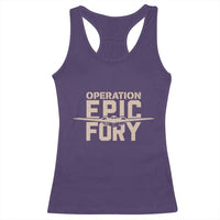 Operation Epic Fury Stealth Bomber Silhouette Racerback Tank Top Patriotic B2 Spirit Aviation Statement