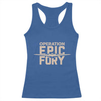 Operation Epic Fury Stealth Bomber Silhouette Racerback Tank Top Patriotic B2 Spirit Aviation Statement