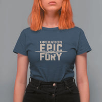 Operation Epic Fury Stealth Bomber Silhouette T Shirt For Women Patriotic B2 Spirit Aviation Statement