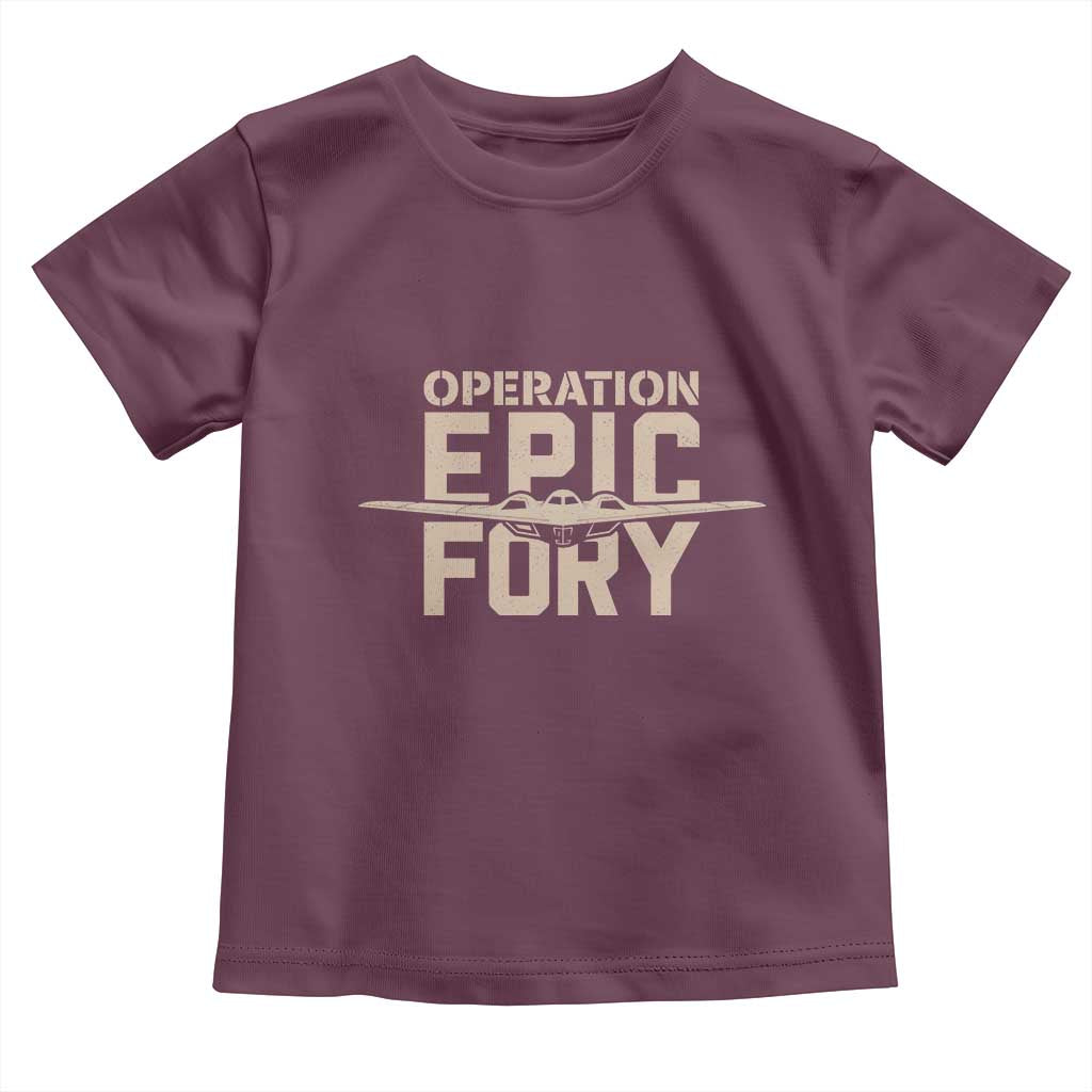Operation Epic Fury Stealth Bomber Silhouette Toddler T Shirt Patriotic B2 Spirit Aviation Statement