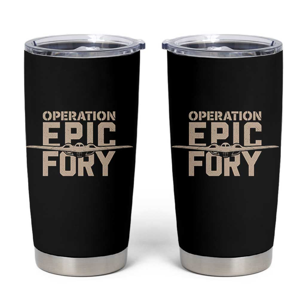 Operation Epic Fury Stealth Bomber Silhouette Tumbler Cup Patriotic B2 Spirit Aviation Statement