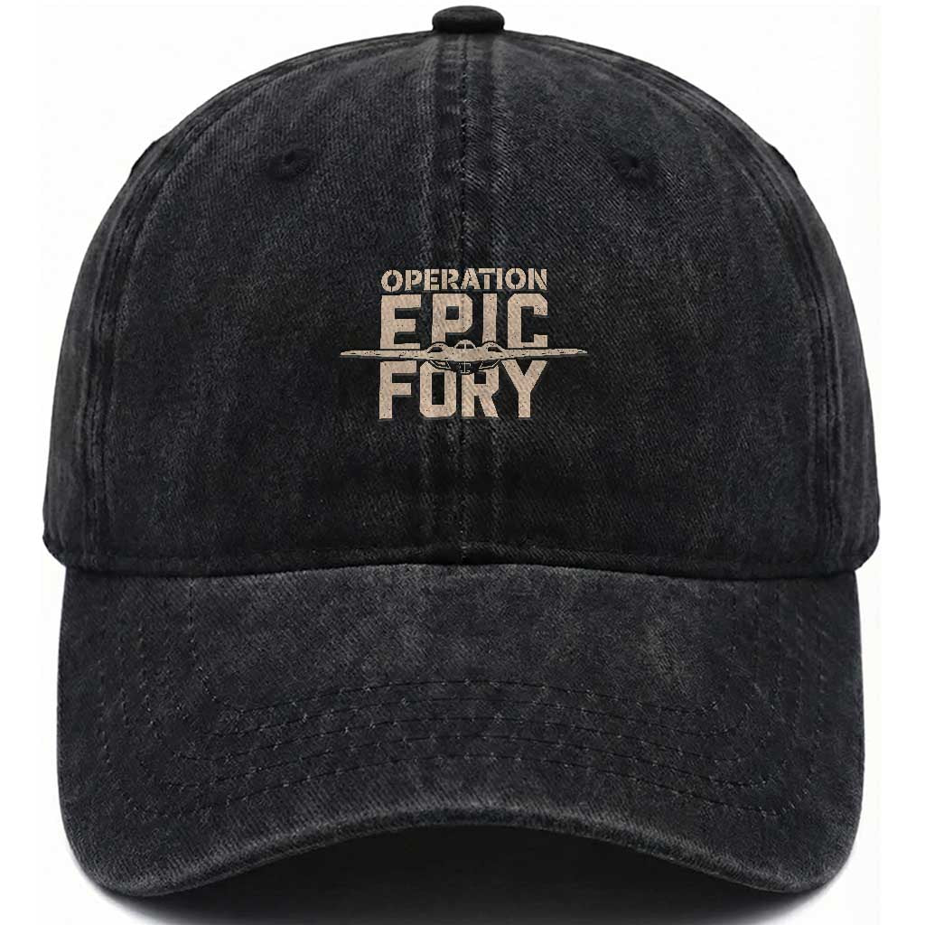 Operation Epic Fury Stealth Bomber Silhouette Washed Cotton Baseball Cap Patriotic B2 Spirit Aviation Statement