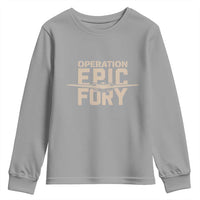 Operation Epic Fury Stealth Bomber Silhouette Youth Sweatshirt Patriotic B2 Spirit Aviation Statement