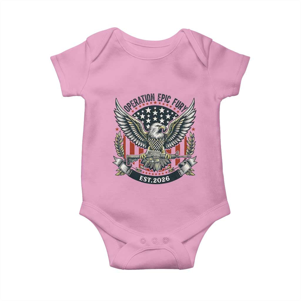 Operation Epic Fury Patriotic Eagle Crest Est 2026 Baby Onesie American Strength Freedom
