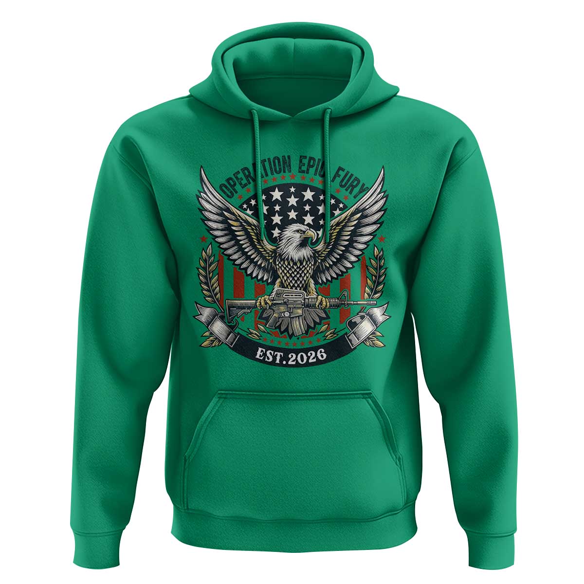 Operation Epic Fury Patriotic Eagle Crest Est 2026 Hoodie American Strength Freedom