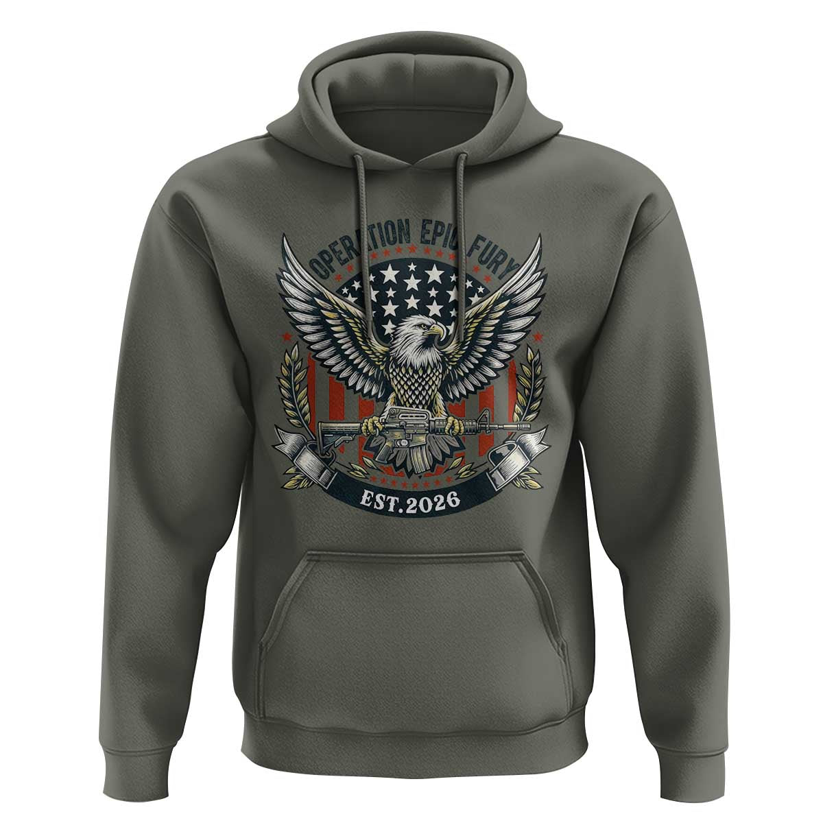 Operation Epic Fury Patriotic Eagle Crest Est 2026 Hoodie American Strength Freedom