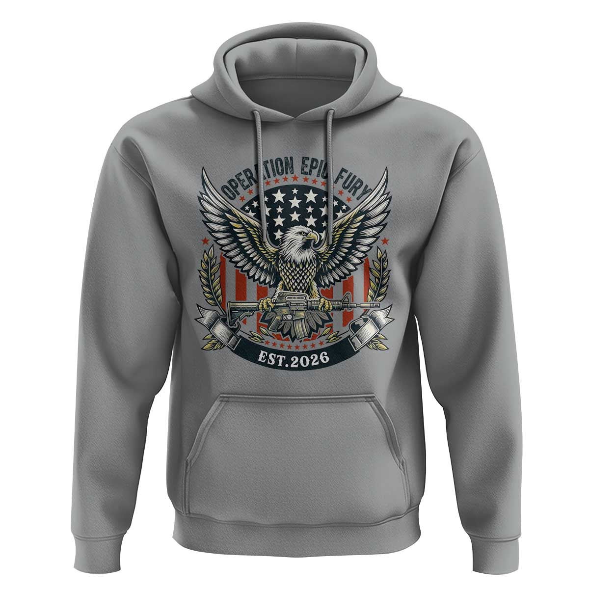 Operation Epic Fury Patriotic Eagle Crest Est 2026 Hoodie American Strength Freedom