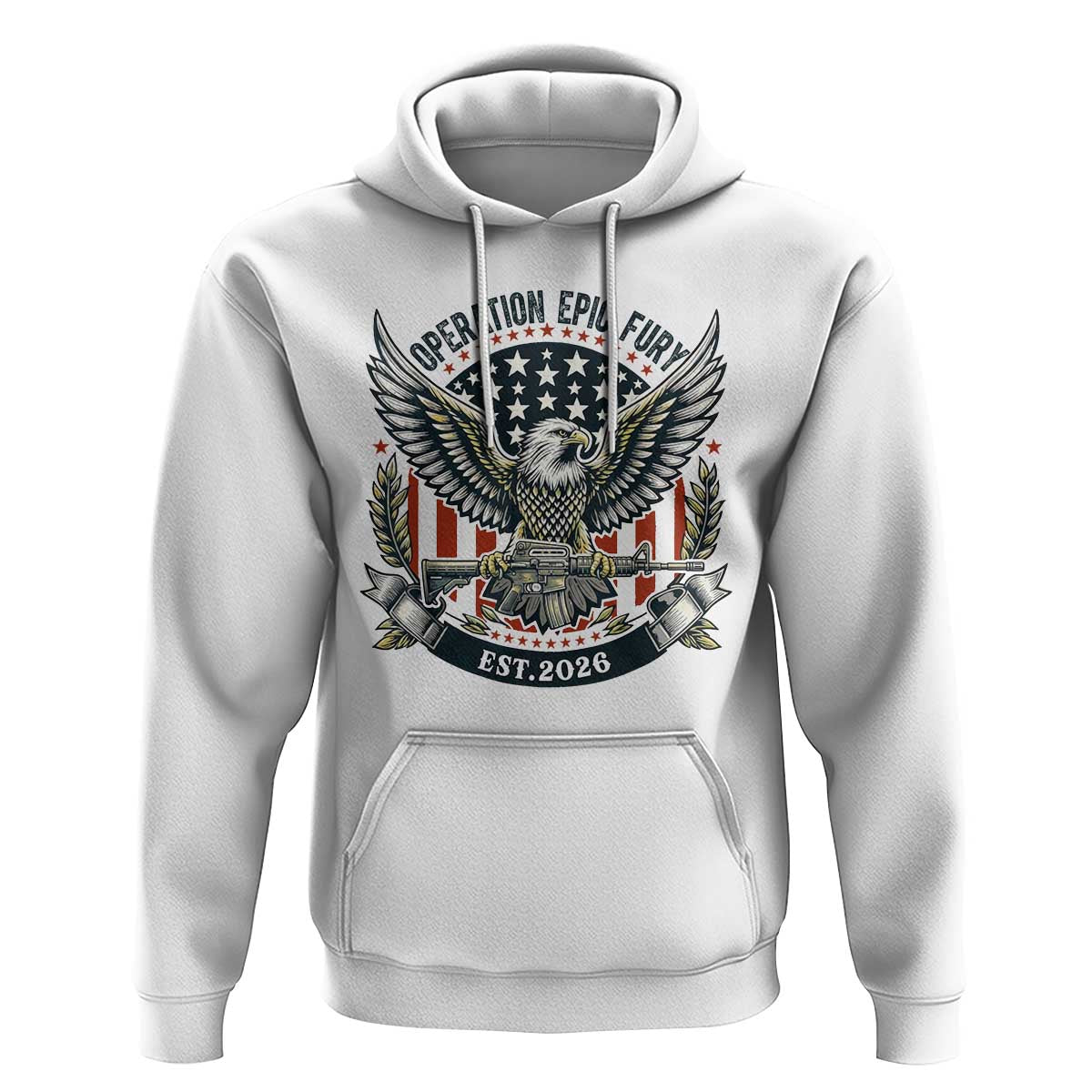 Operation Epic Fury Patriotic Eagle Crest Est 2026 Hoodie American Strength Freedom