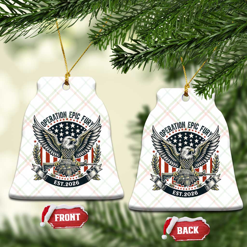 Operation Epic Fury Patriotic Eagle Crest Est 2026 Ceramic Ornament American Strength Freedom