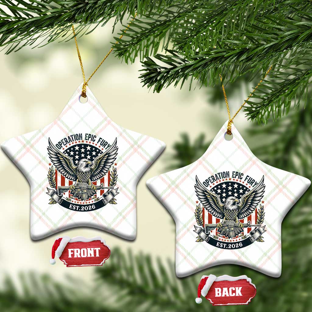 Operation Epic Fury Patriotic Eagle Crest Est 2026 Ceramic Ornament American Strength Freedom