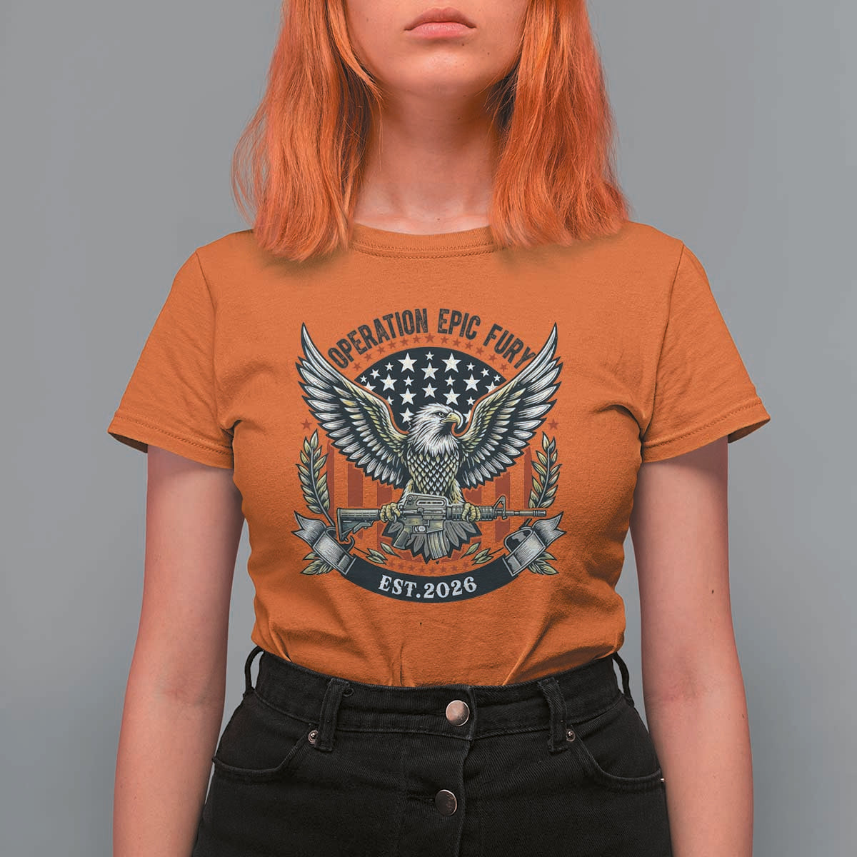 Operation Epic Fury Patriotic Eagle Crest Est 2026 T Shirt For Women American Strength Freedom