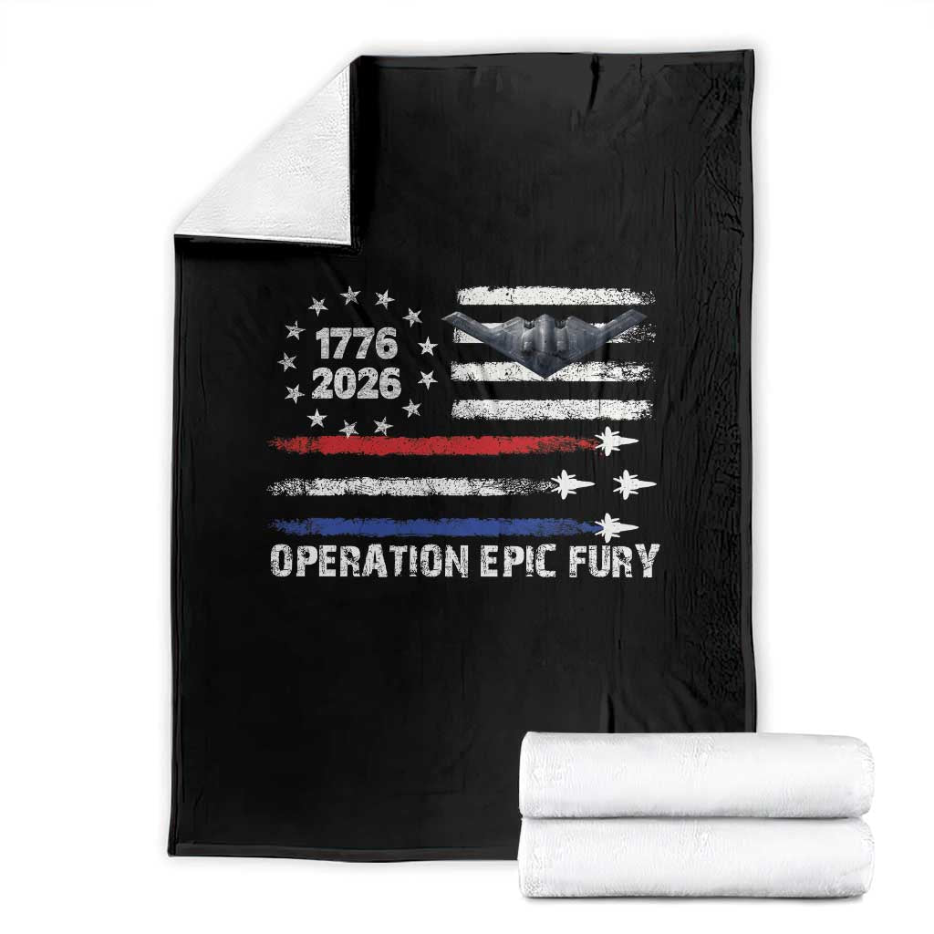 Operation Epic Fury 1776 2026 American Flag Aviation Throw Blanket Freedom Anniversary Statement